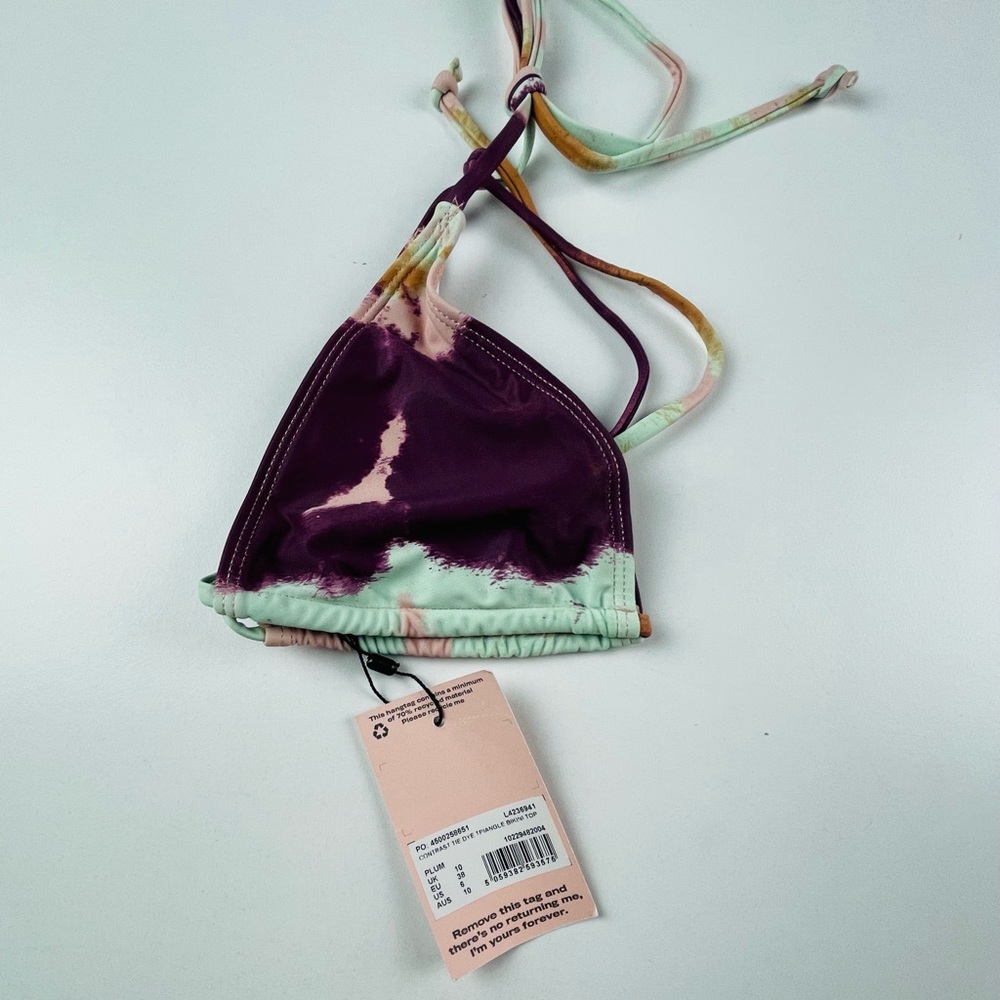 CONTRAST TIE DYE TRIANGLE BIKINI TOP
PLUM - Picture 3 of 4